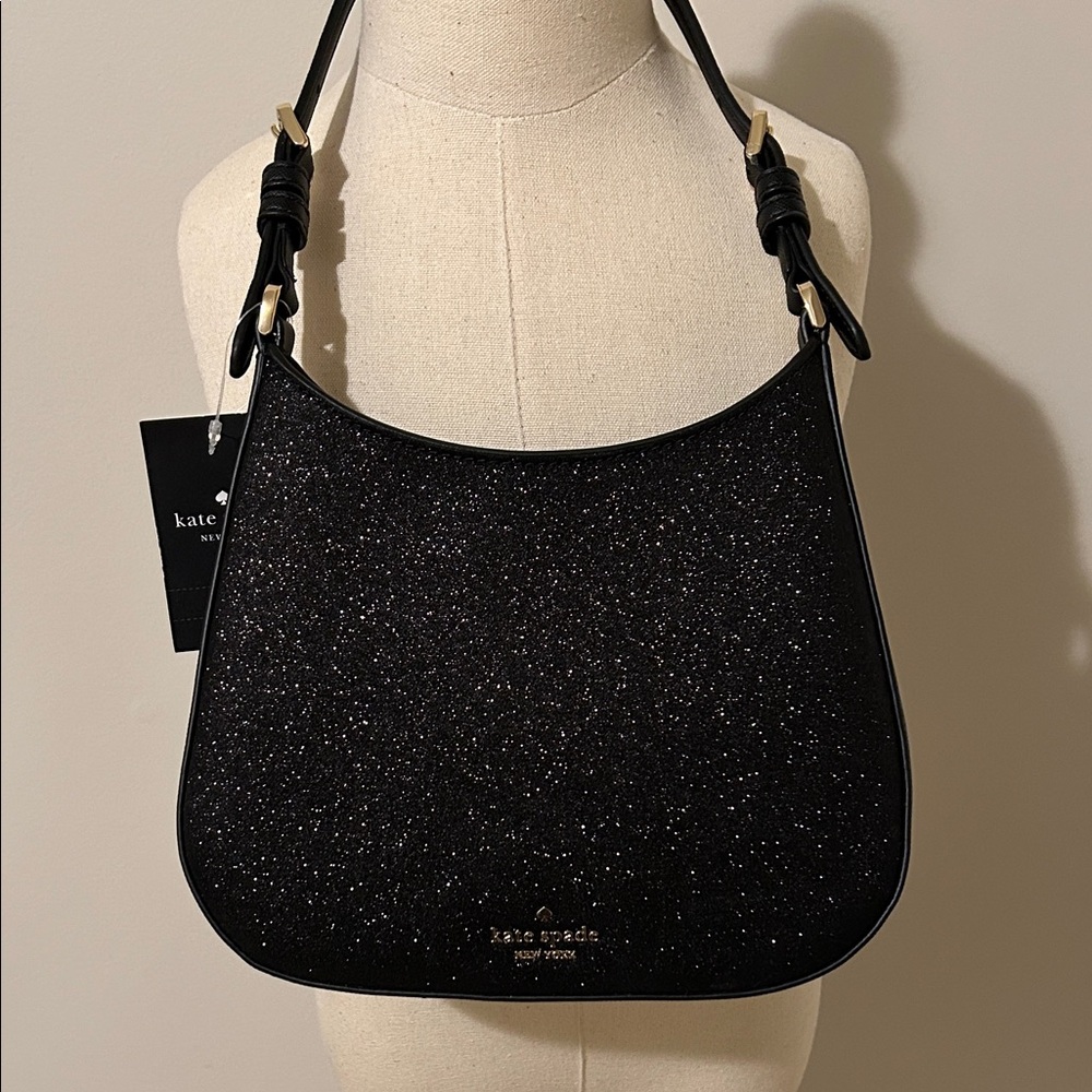 Kate Spade New York Glimmer Glitter Shoulder Bag in Black NWT - Picture 2 of 11